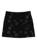 TWINSET flower-embellished bouclé mini skirt - Black