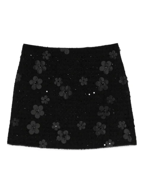 TWINSET flower-embellished bouclé mini skirt
