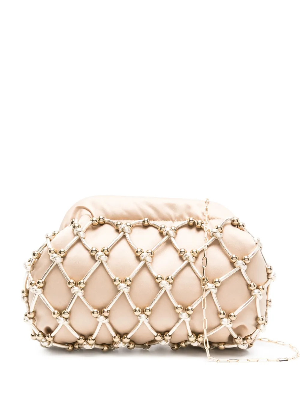 Rosantica beaded satin clutch Beige