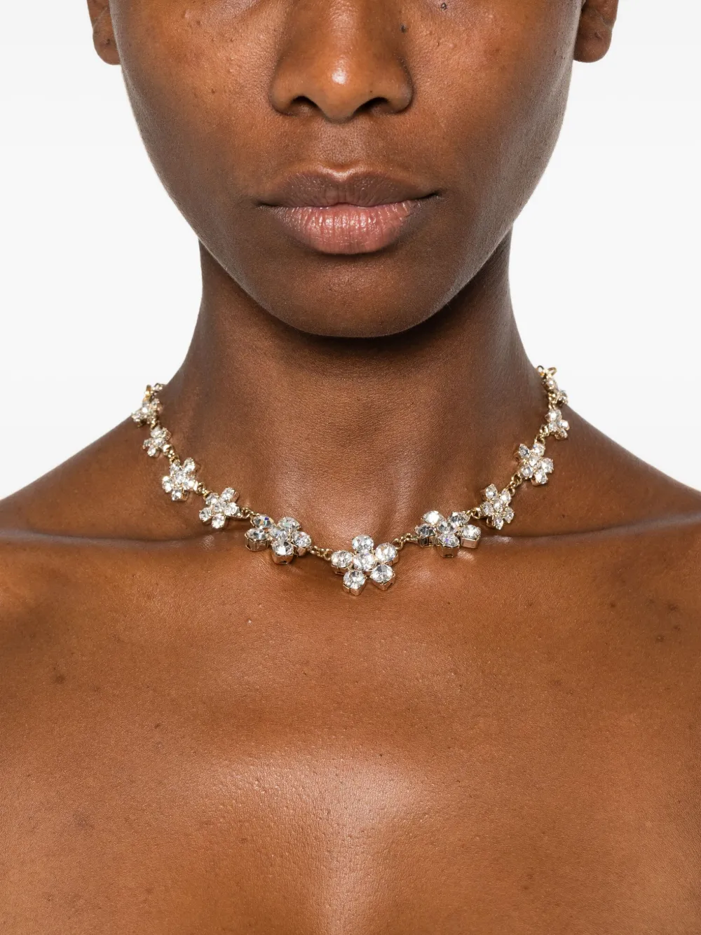 Rosantica crystal-flower gold necklace - Goud