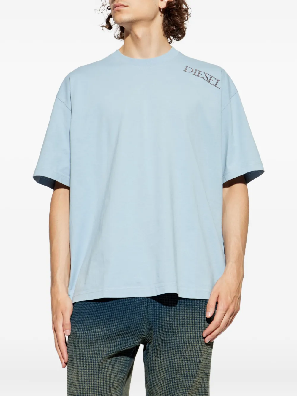 Diesel T-shirt met geborduurd logo Blauw