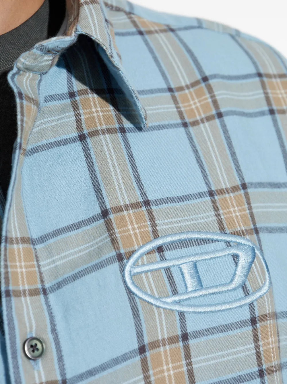Diesel S-Simply-Ajfi geruit overhemd met borduurwerk Blauw