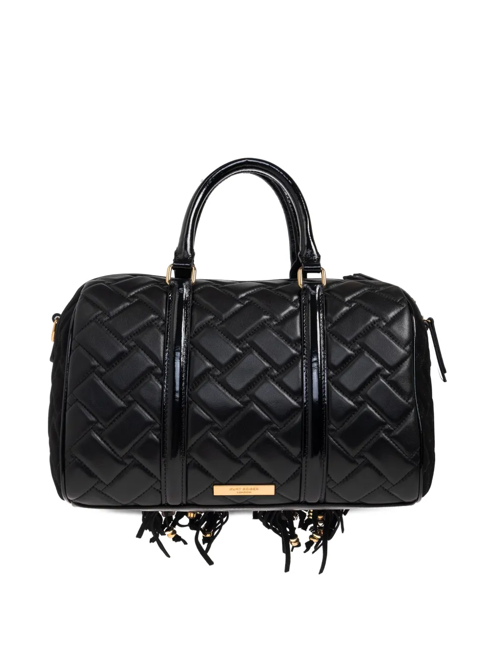 Kurt Geiger Kensington Boston Quilted Fringe Tote Bag In Black