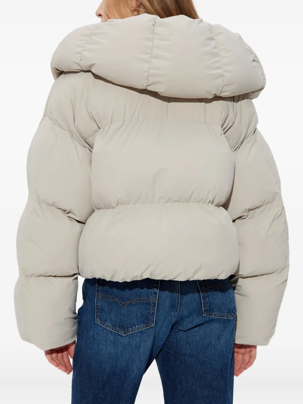 Diesel W-iley-t1 Wrap Hooded Puffer Jacket In Neutral