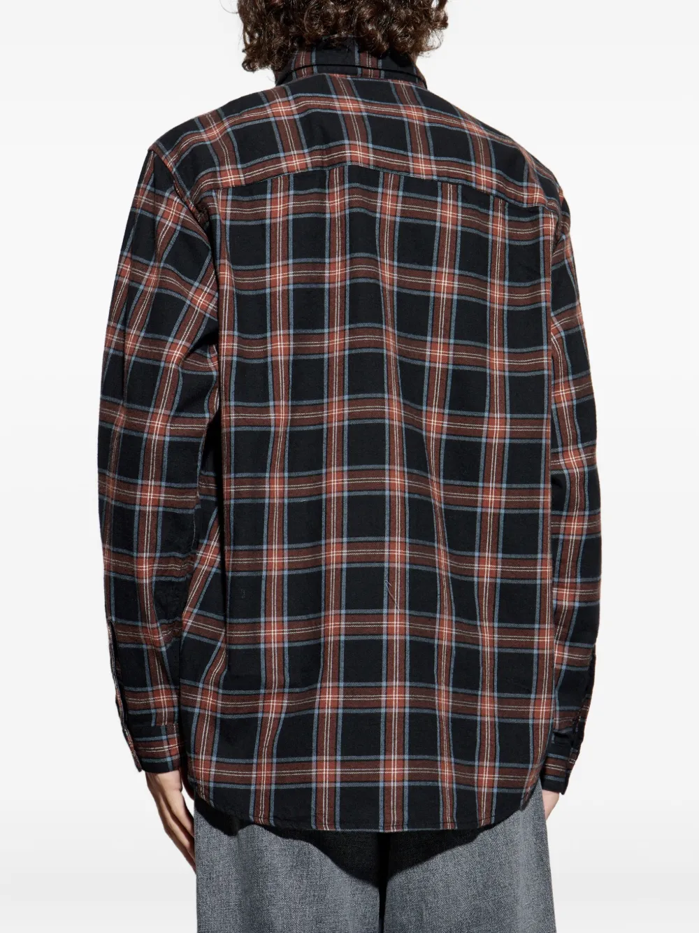 Diesel Embroidered Plaid Shirt In Black