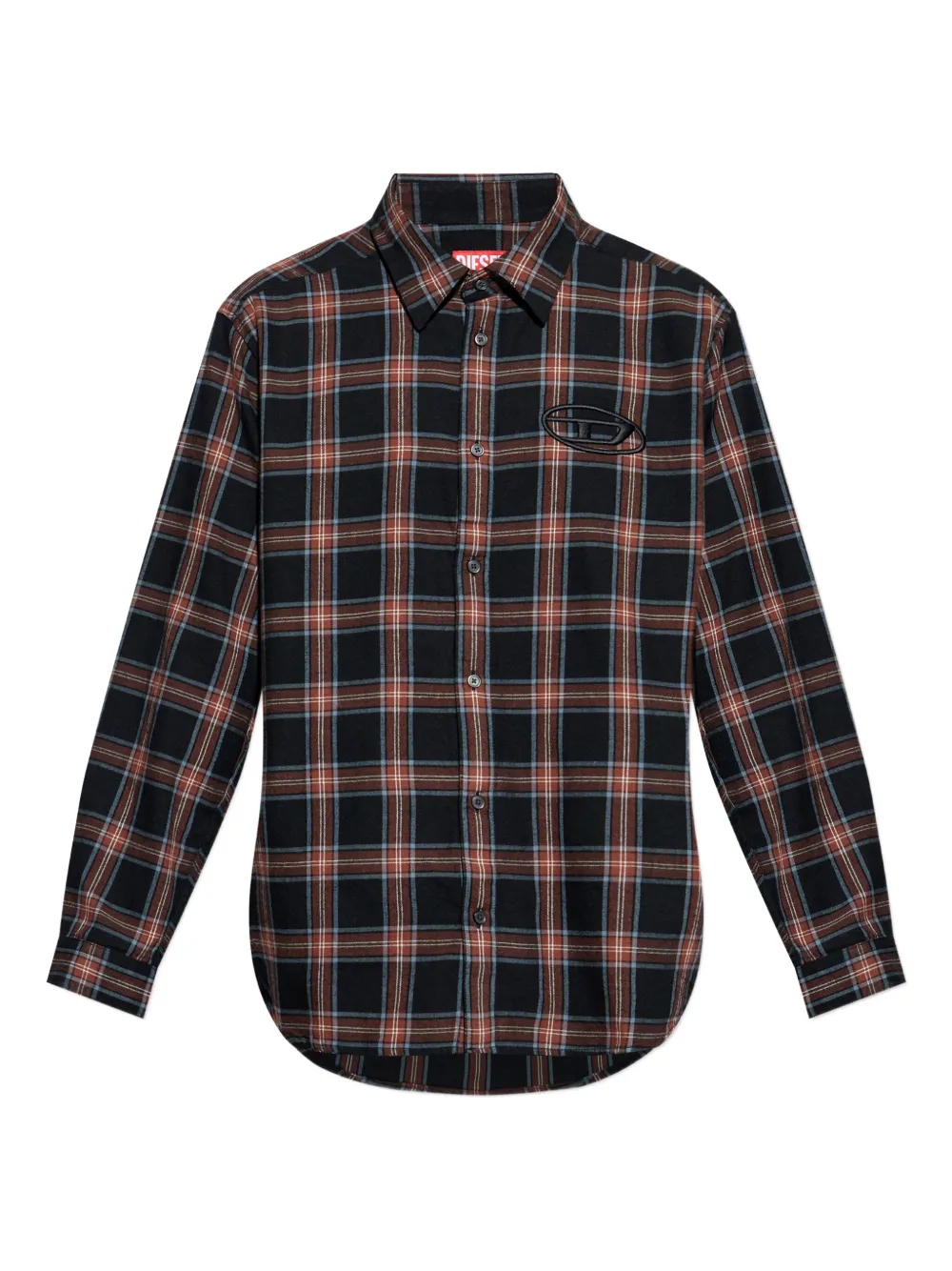 Diesel Embroidered Plaid Shirt In Black