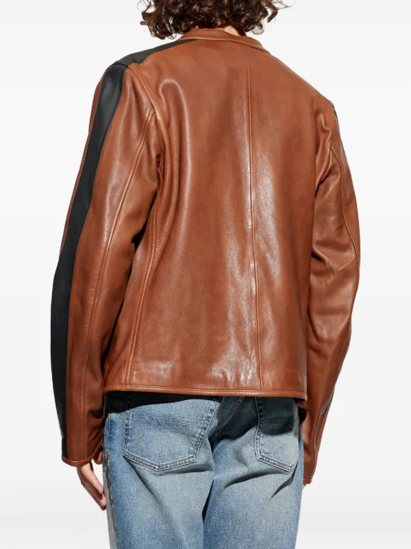 Diesel Leather Panelled Jacket | Brown | FARFETCH ZA