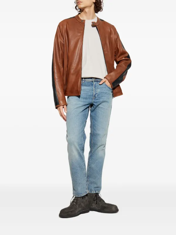 Diesel Leather Panelled Jacket | Brown | FARFETCH CA
