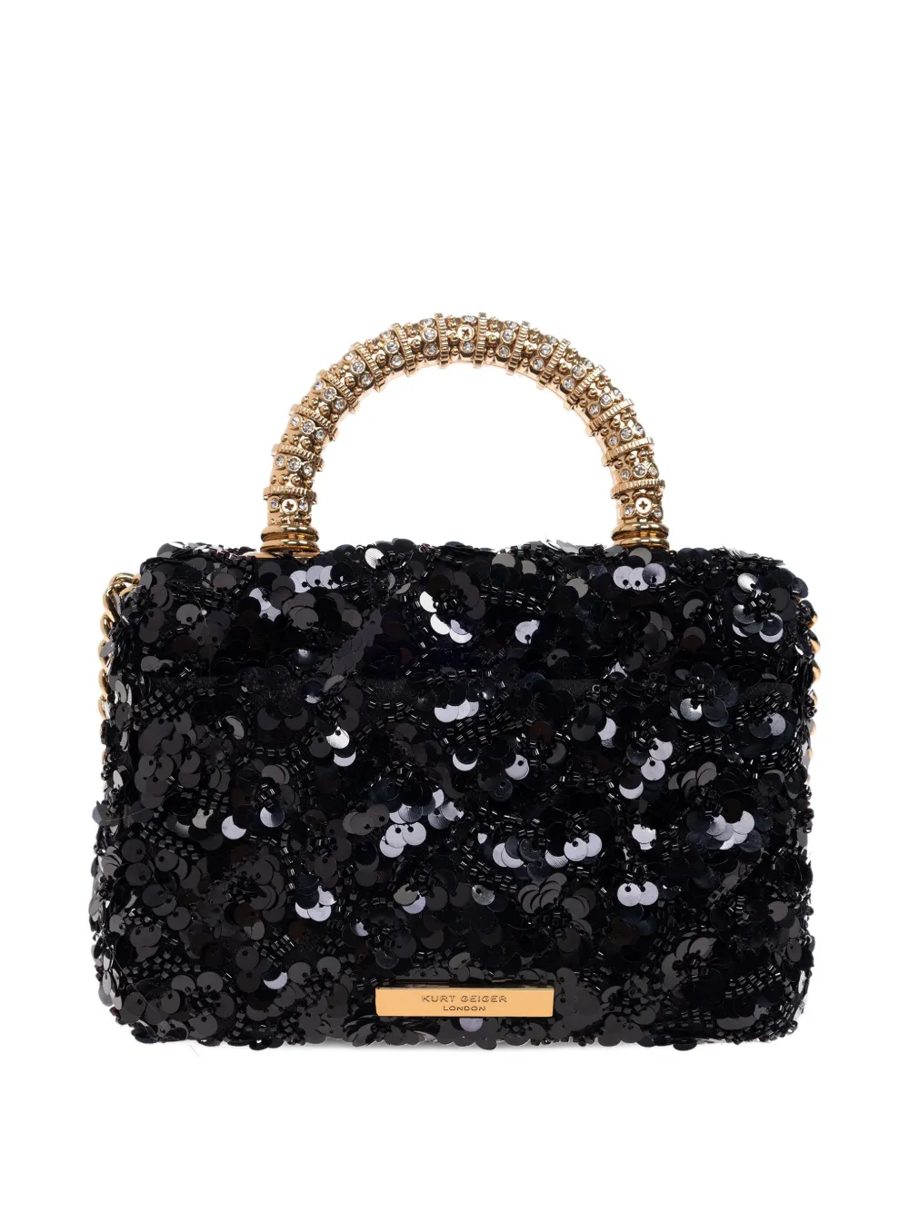 Kurt Geiger London Kensington kleine tas verfraaid met pailletten en handgreep Zwart