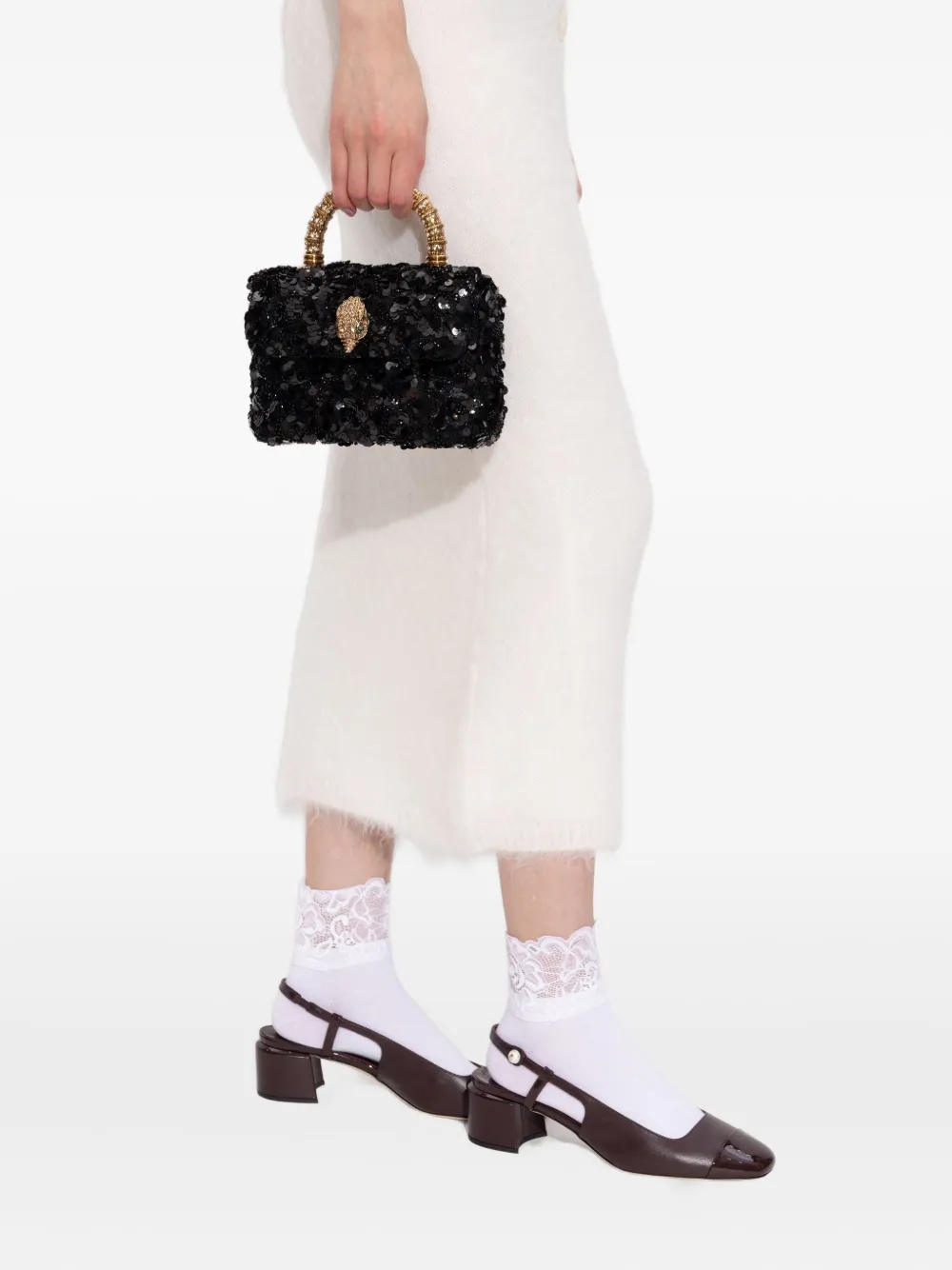 Kurt Geiger London Kensington kleine tas verfraaid met pailletten en handgreep - Zwart