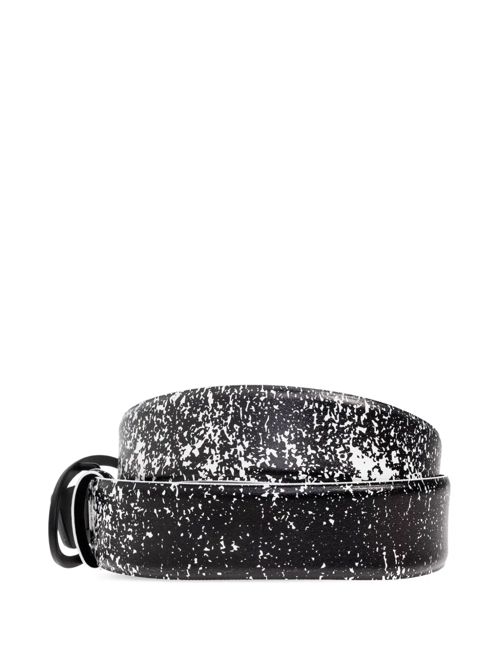 Diesel oval logo speckled leather belt - Zwart