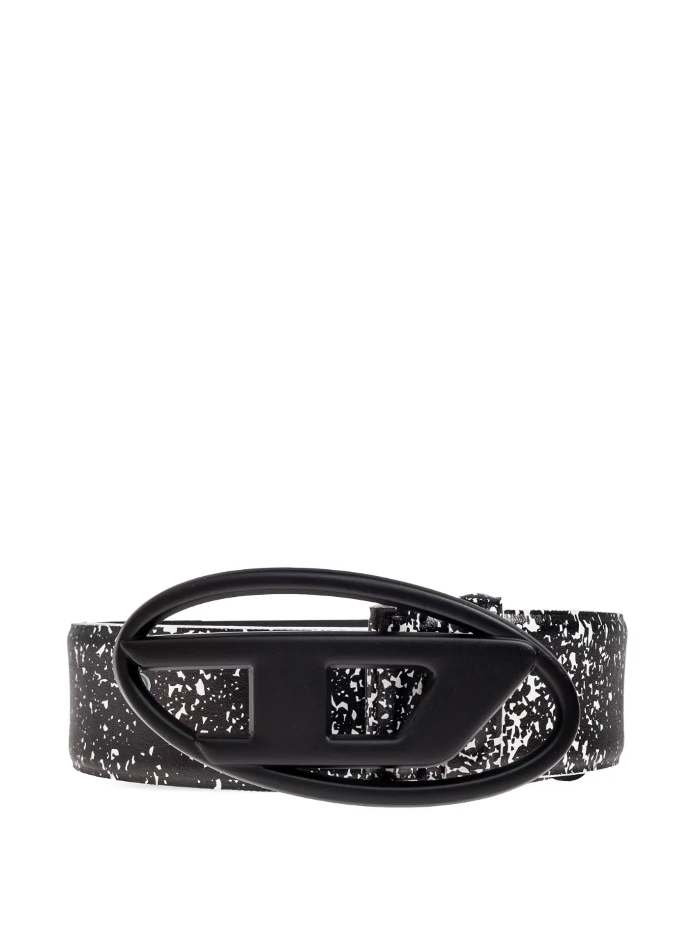 Diesel oval logo speckled leather belt - Nero