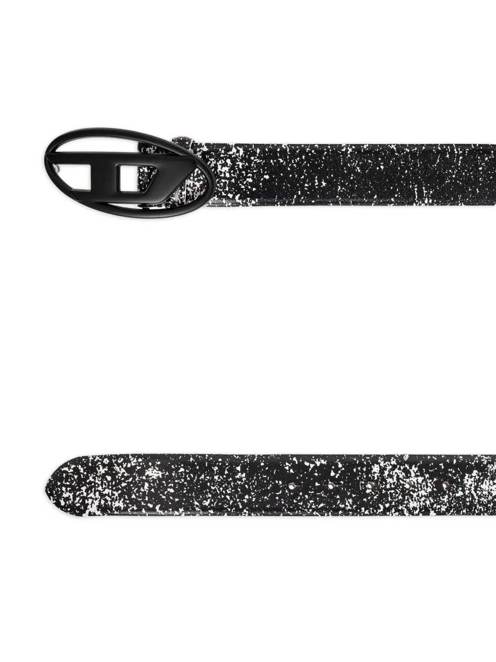 Diesel Leren riem met gespikkeld logo Zwart