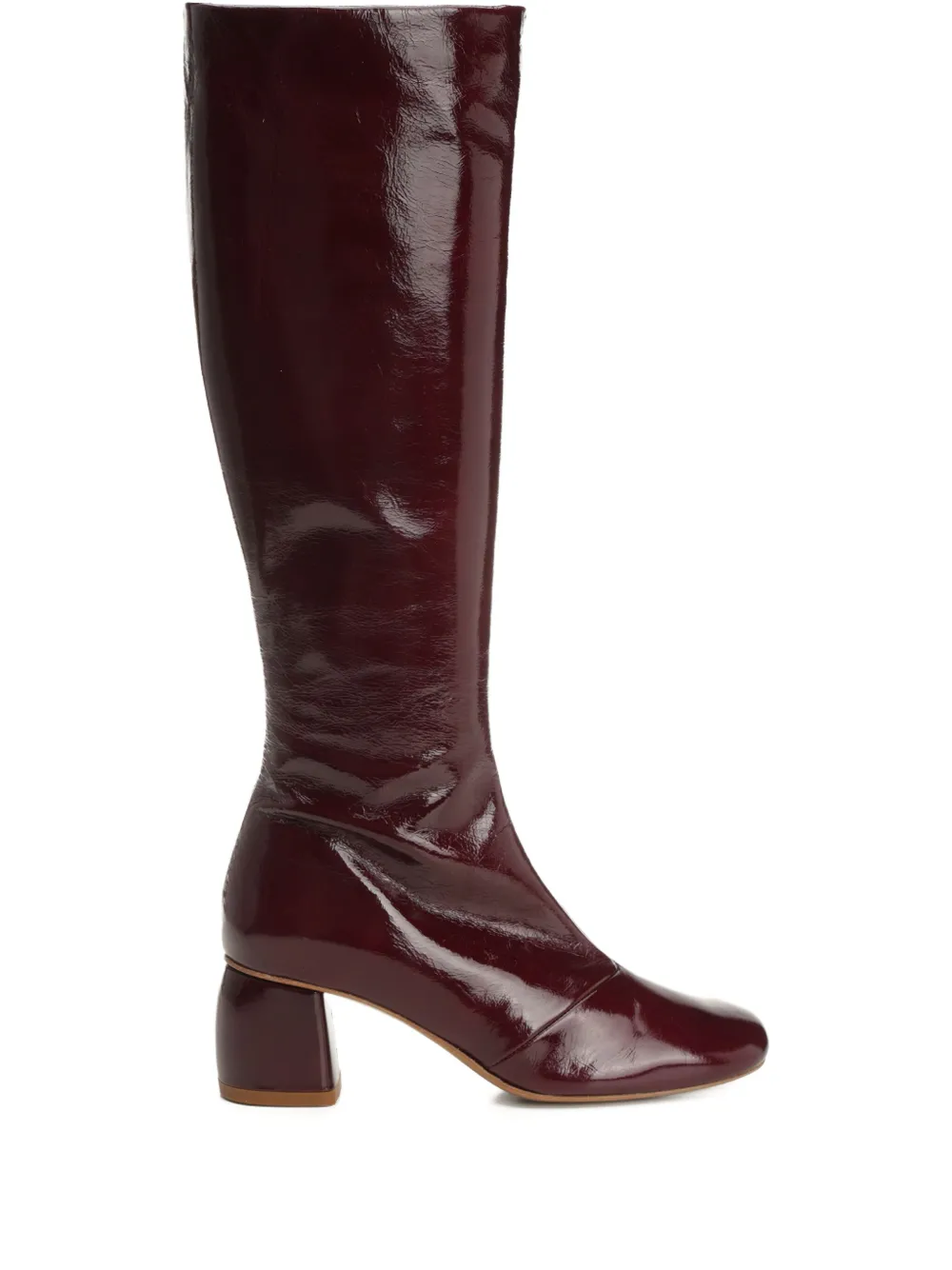 Forte patent leather block-heel boots Red