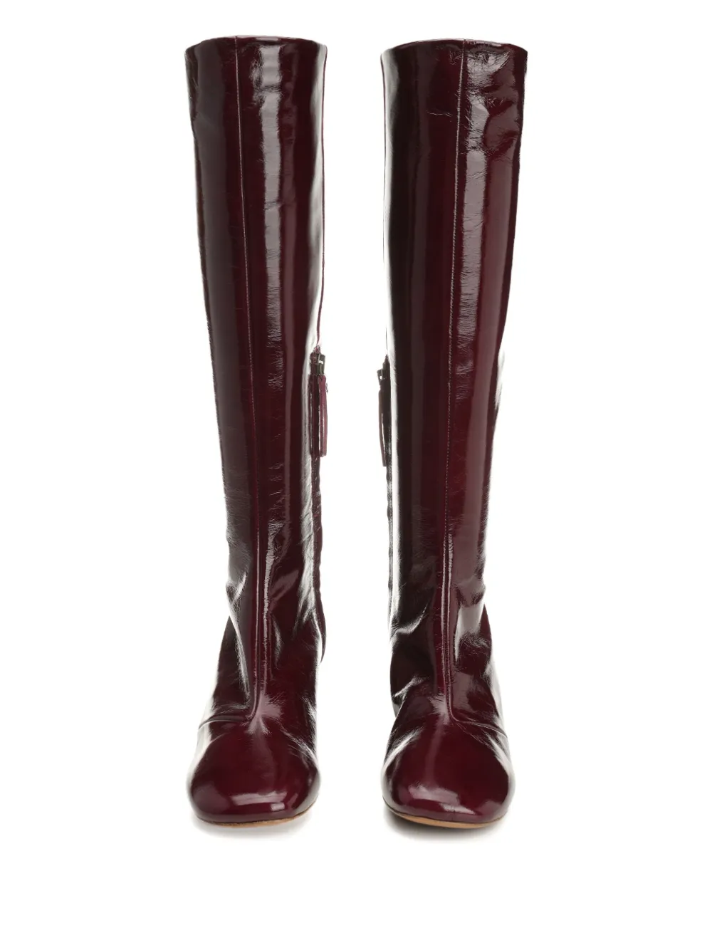 Forte Forte Patent Leather Block-heel Boots In Red