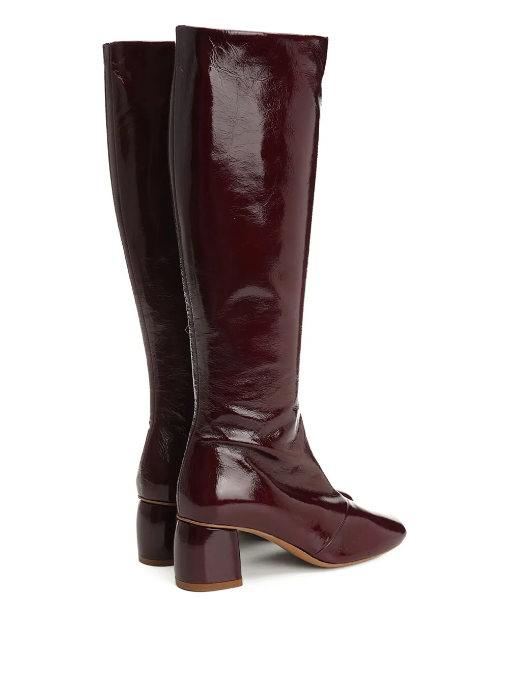 Forte patent leather block-heel boots Red