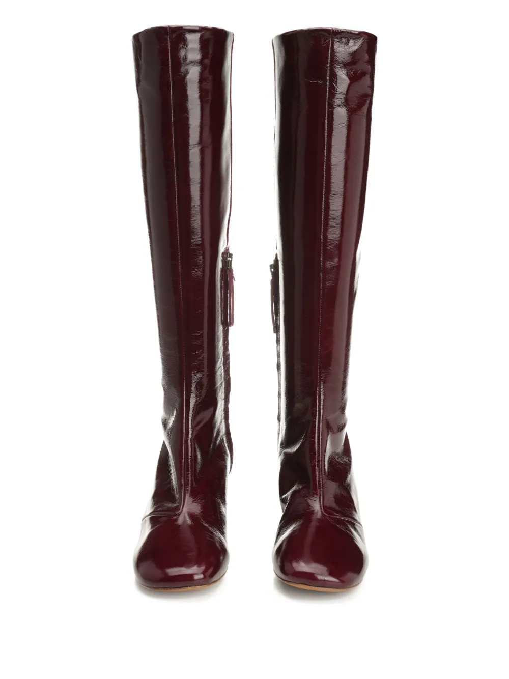 Forte patent leather block-heel boots Red