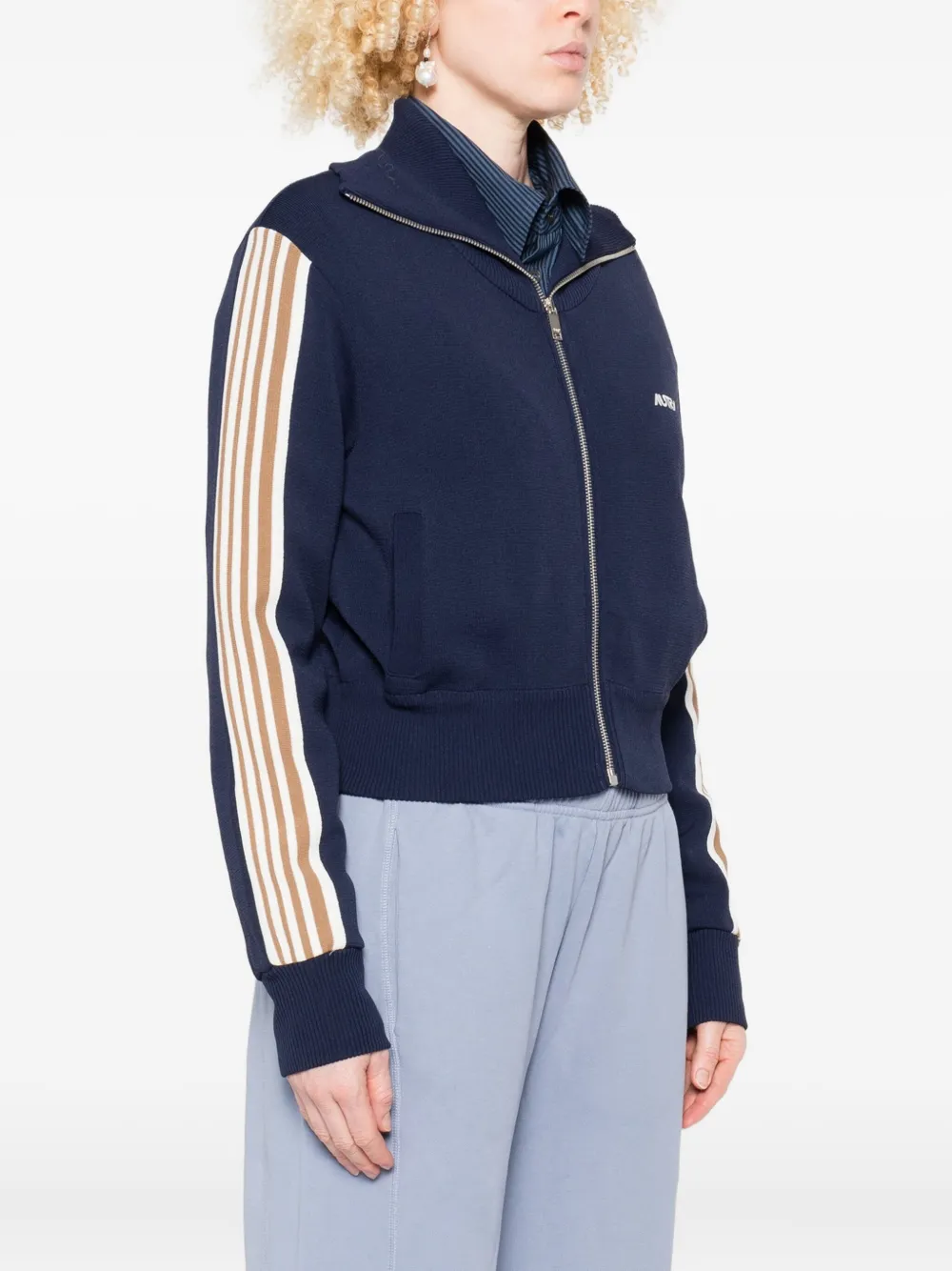 Autry stripe-detail zip-up sweatshirt Blauw