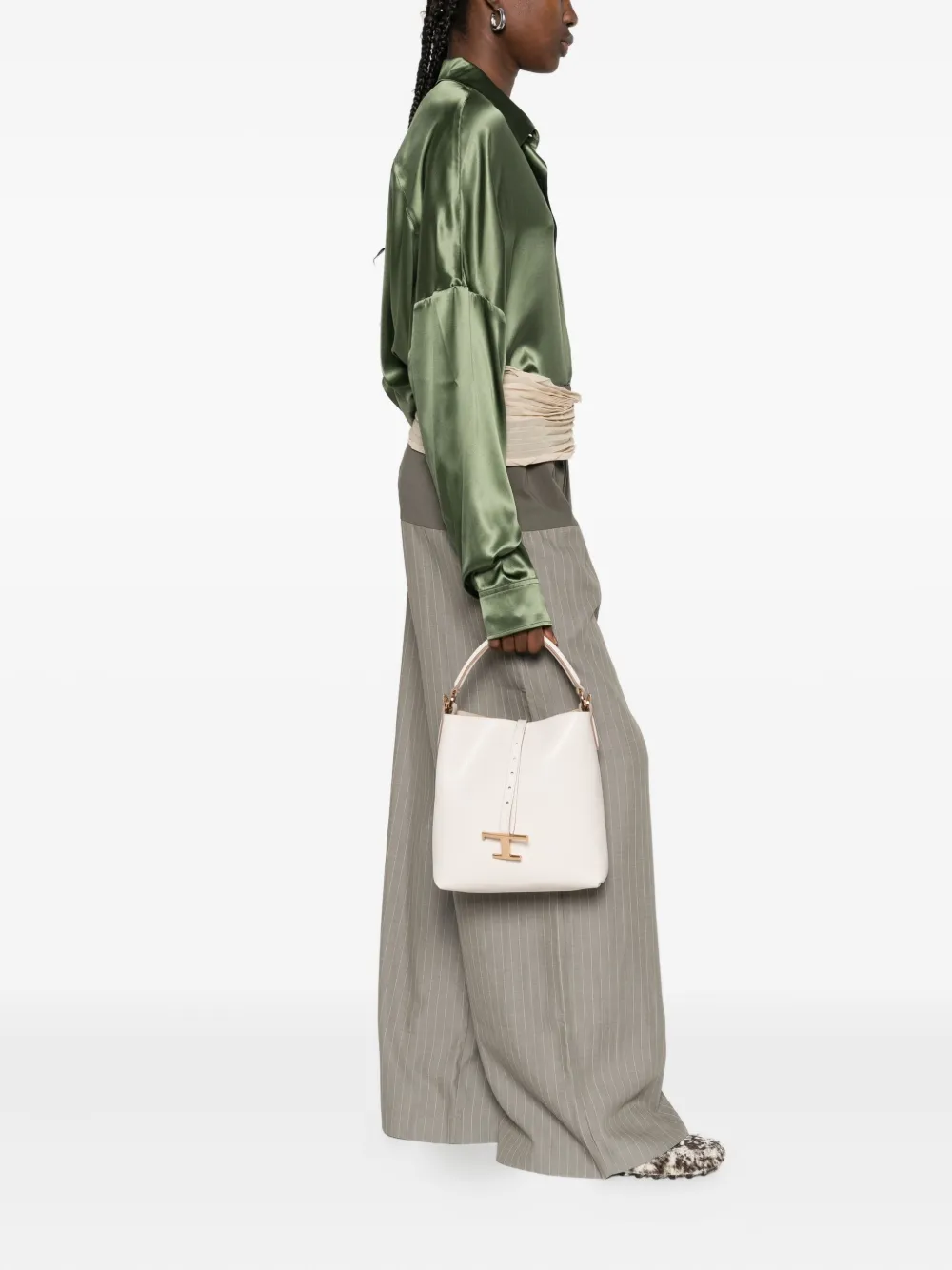 Tod's T Timeless leren mini bucket-tas Beige