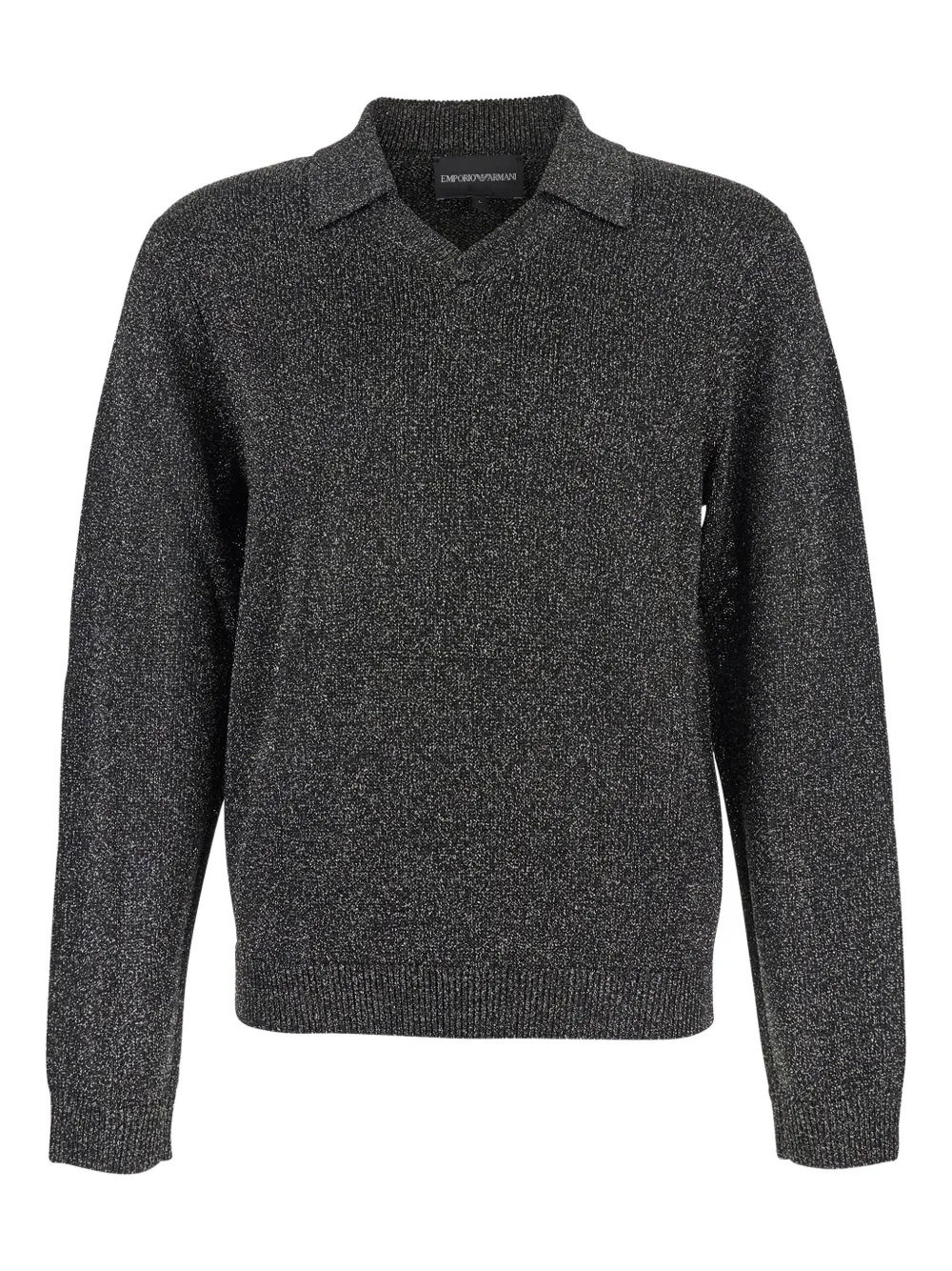 Emporio Armani polo-neck lurex sweater Grijs