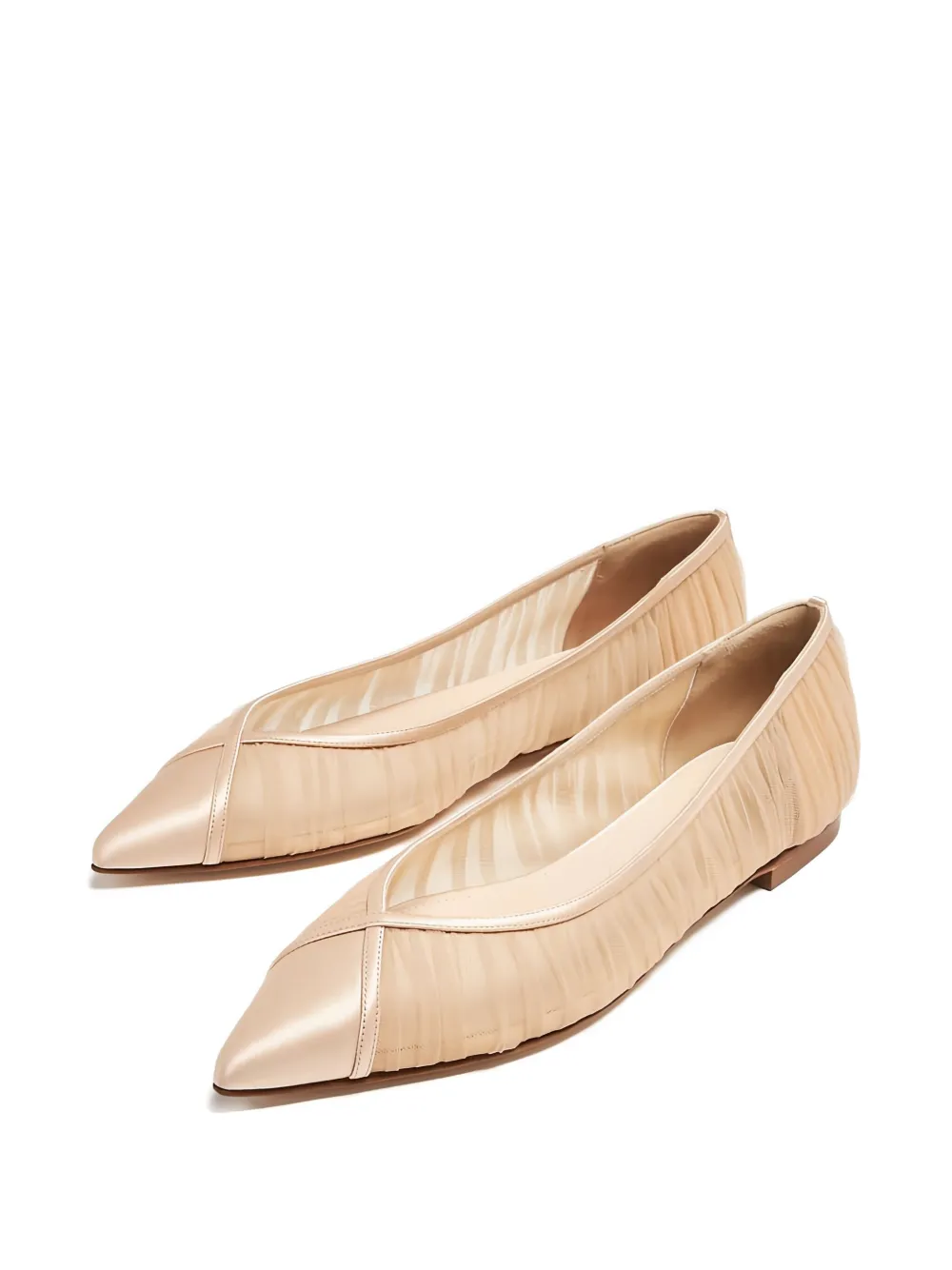Andrea Wazen Nora geplooide ballerina's - Beige