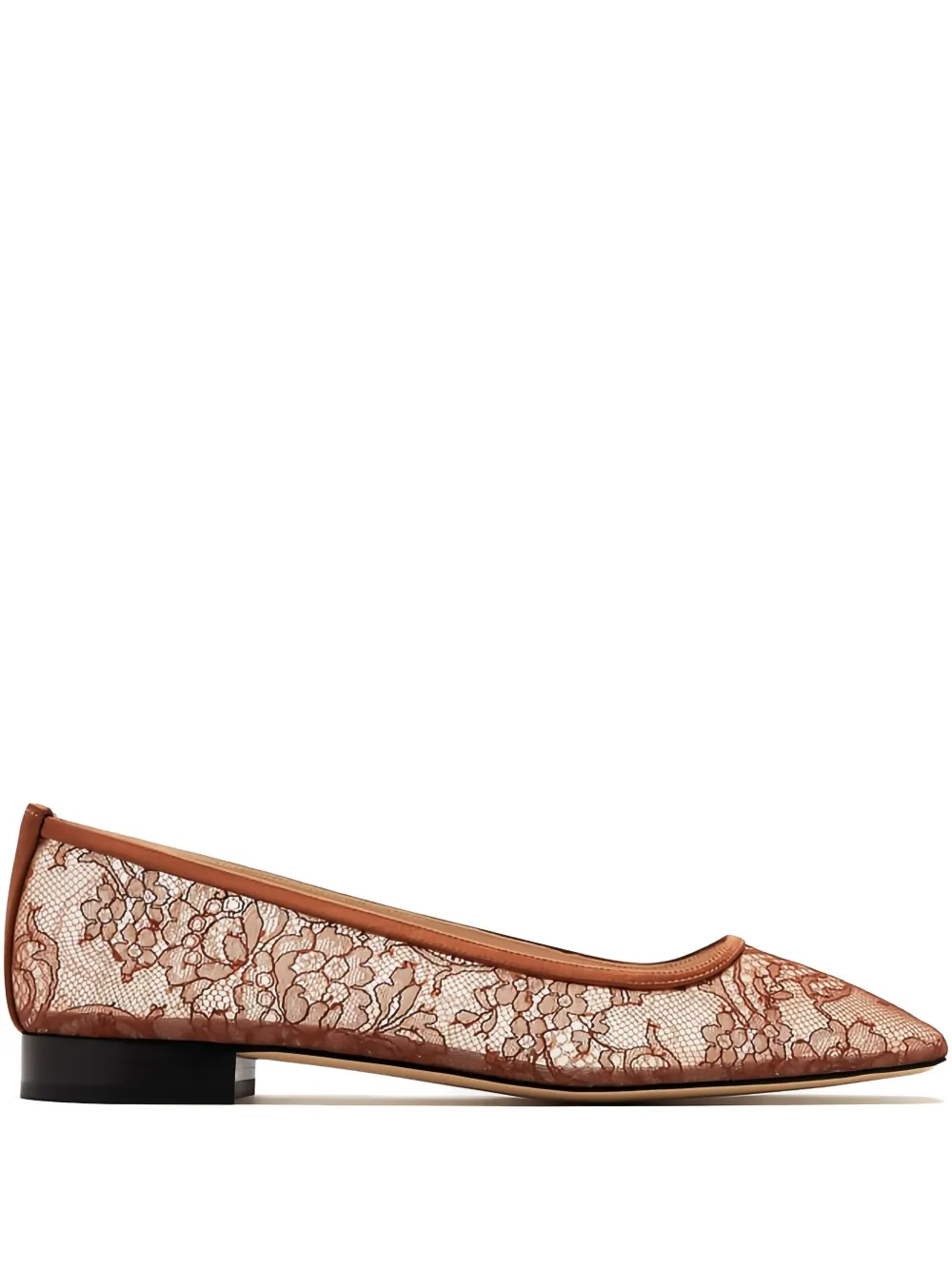 Andrea Wazen  Julie lace square-toe ballet flats | Brown | Image 1