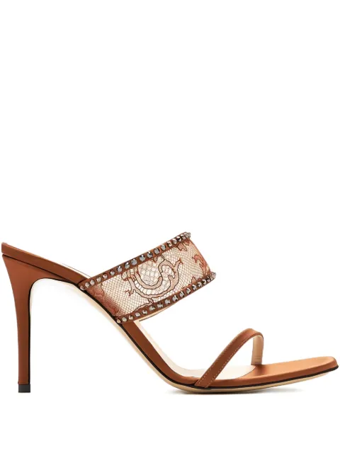 Andrea Wazen  85mm Tabaris lace-embellished stiletto sandals