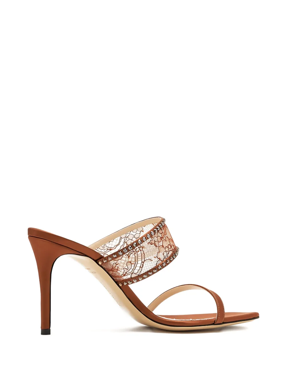 Andrea Wazen 85mm Tabaris lace-embellished stiletto sandals Brown