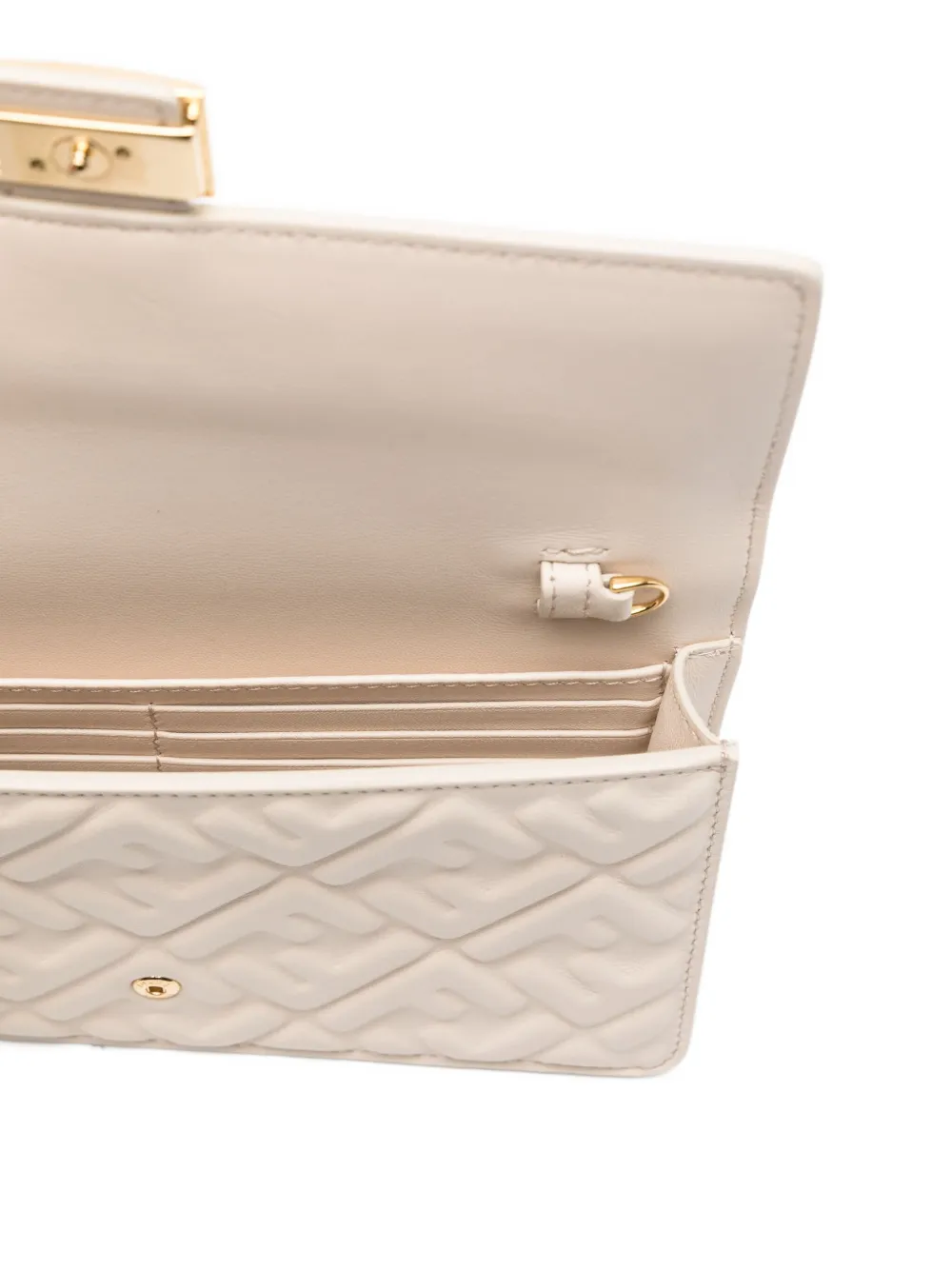 FENDI Baguette logo-plaque quilted clutch bag Beige