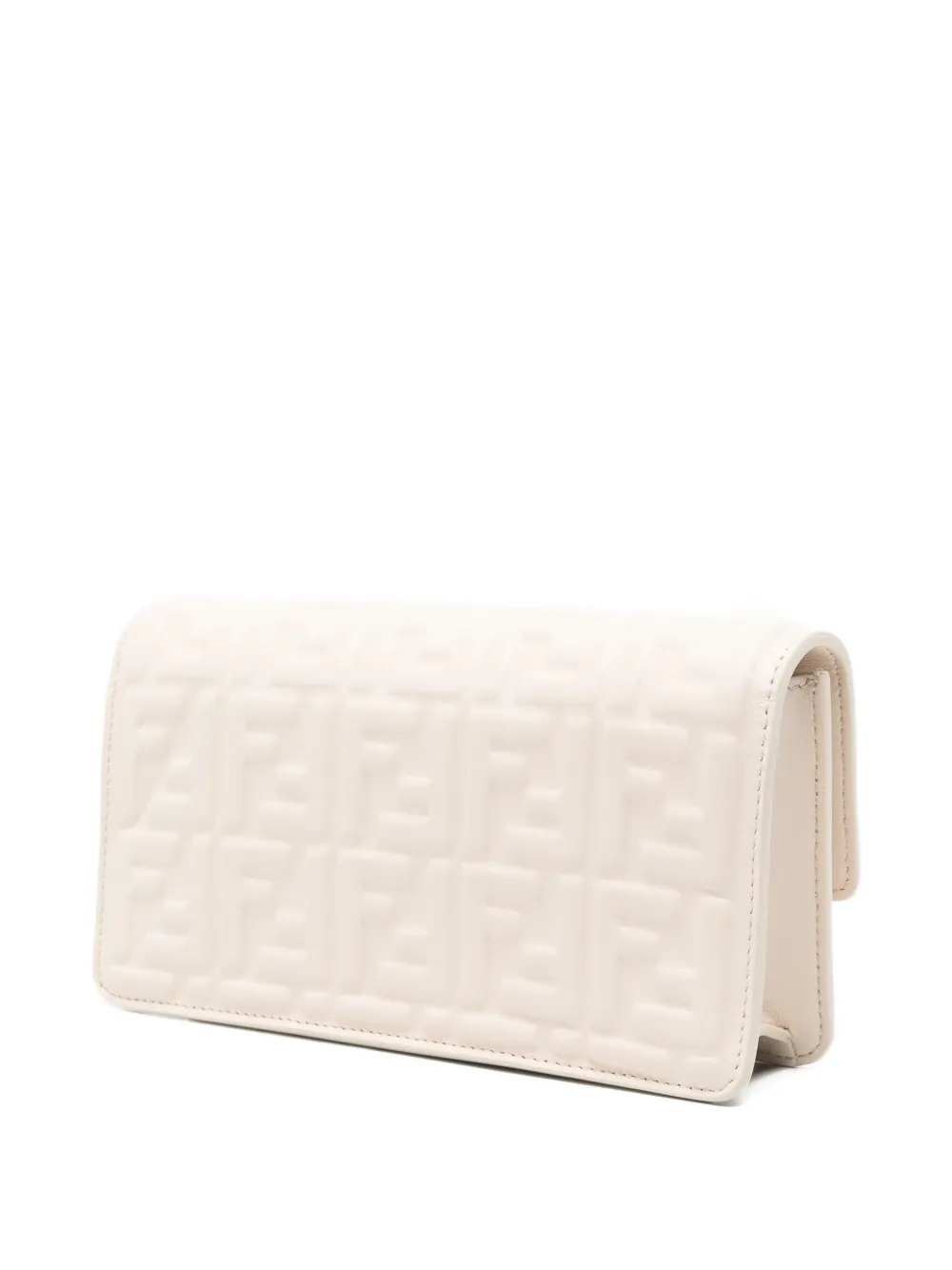 FENDI Baguette logo-plaque quilted clutch bag Beige