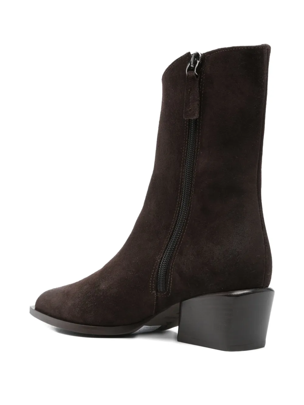 Poeve 50mm Pointed-toe Block-heel Boots In Brown