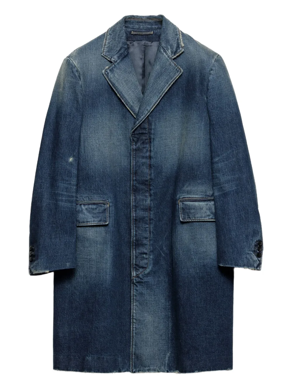Prada washed denim single-breasted coat | Blue | Image 1