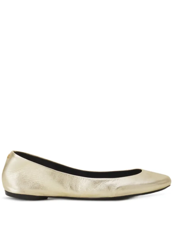 Lanvin Ballet Flats in Metallic Leather in Yellow