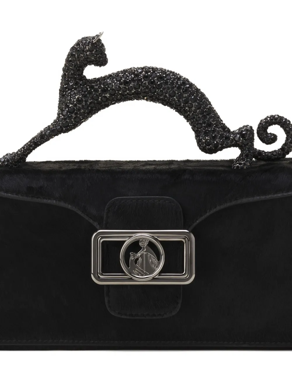 Lanvin Pencil Cat leren crossbodytas Zwart