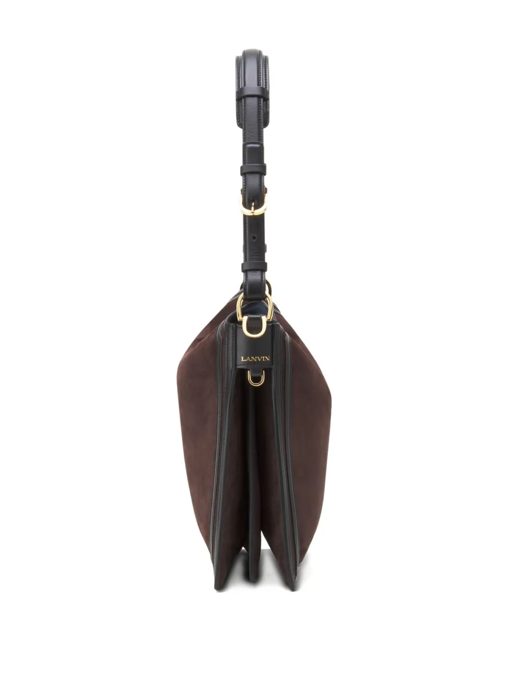 Lanvin Compagnon Asymmetrical Bag In Suede In Brown