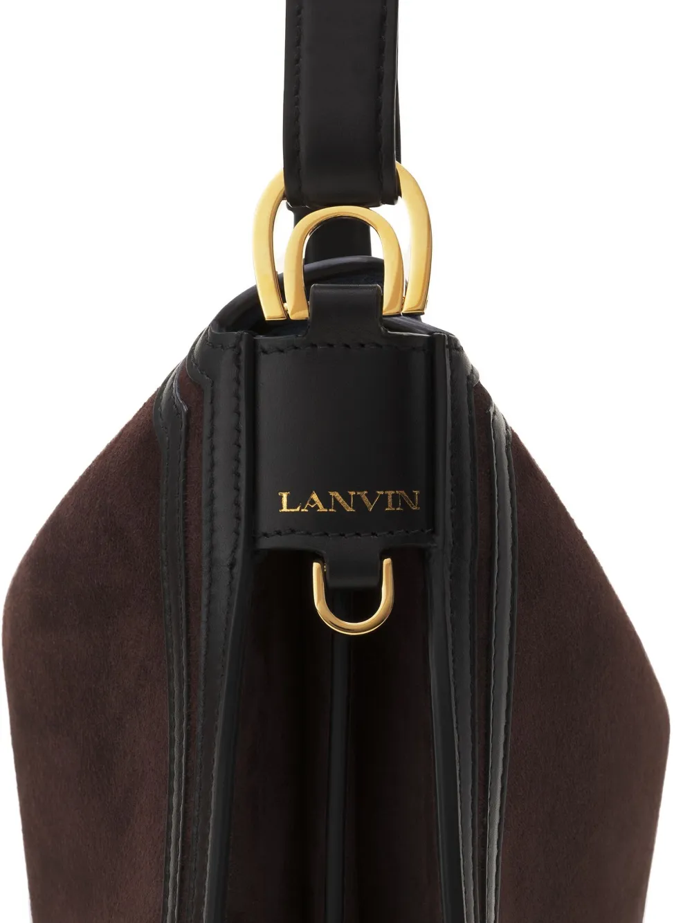 Lanvin Compagnon Asymmetrical Bag In Suede In Brown