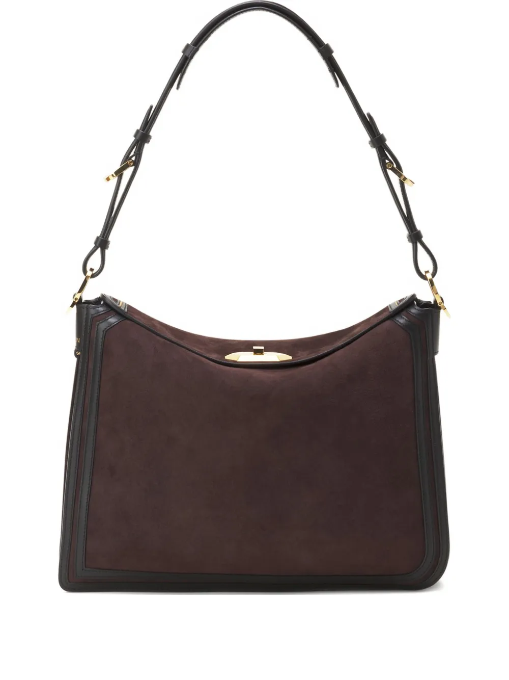 Lanvin Compagnon Asymmetrical Bag In Suede In Brown
