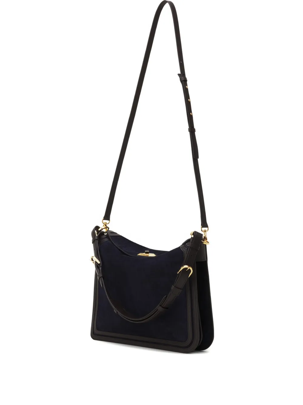 Lanvin Sac Compagnon Suede Shoulder Bag In Black