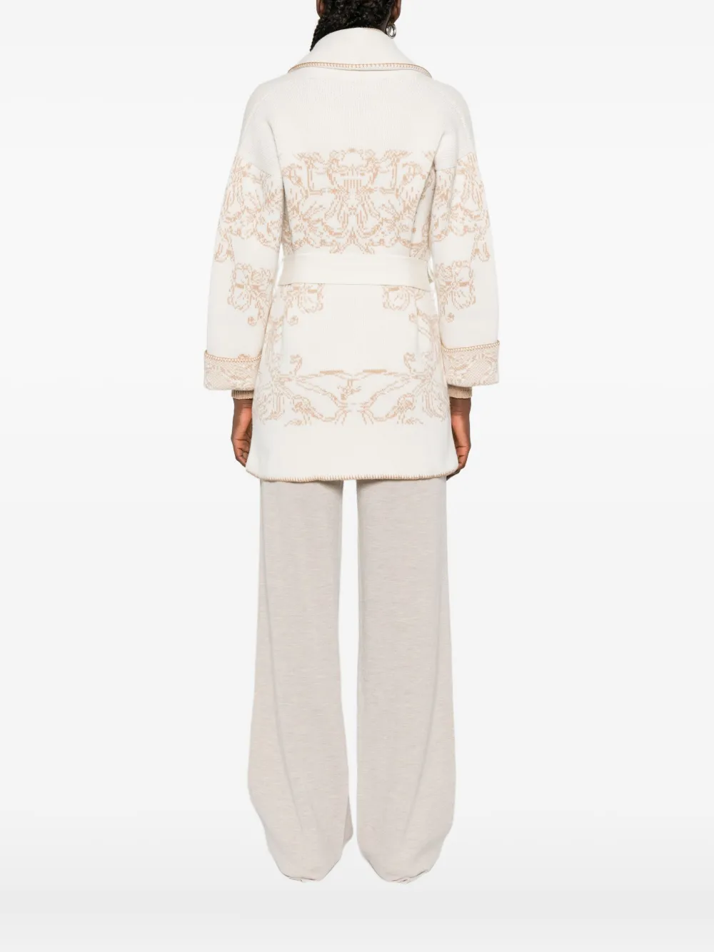 Eleventy Vest met sjaalkraag en patroon Beige