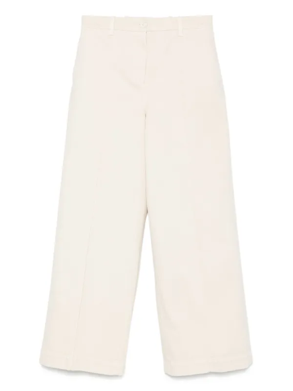 Eleventy Centre-seam Cotton Trousers in Neutrals