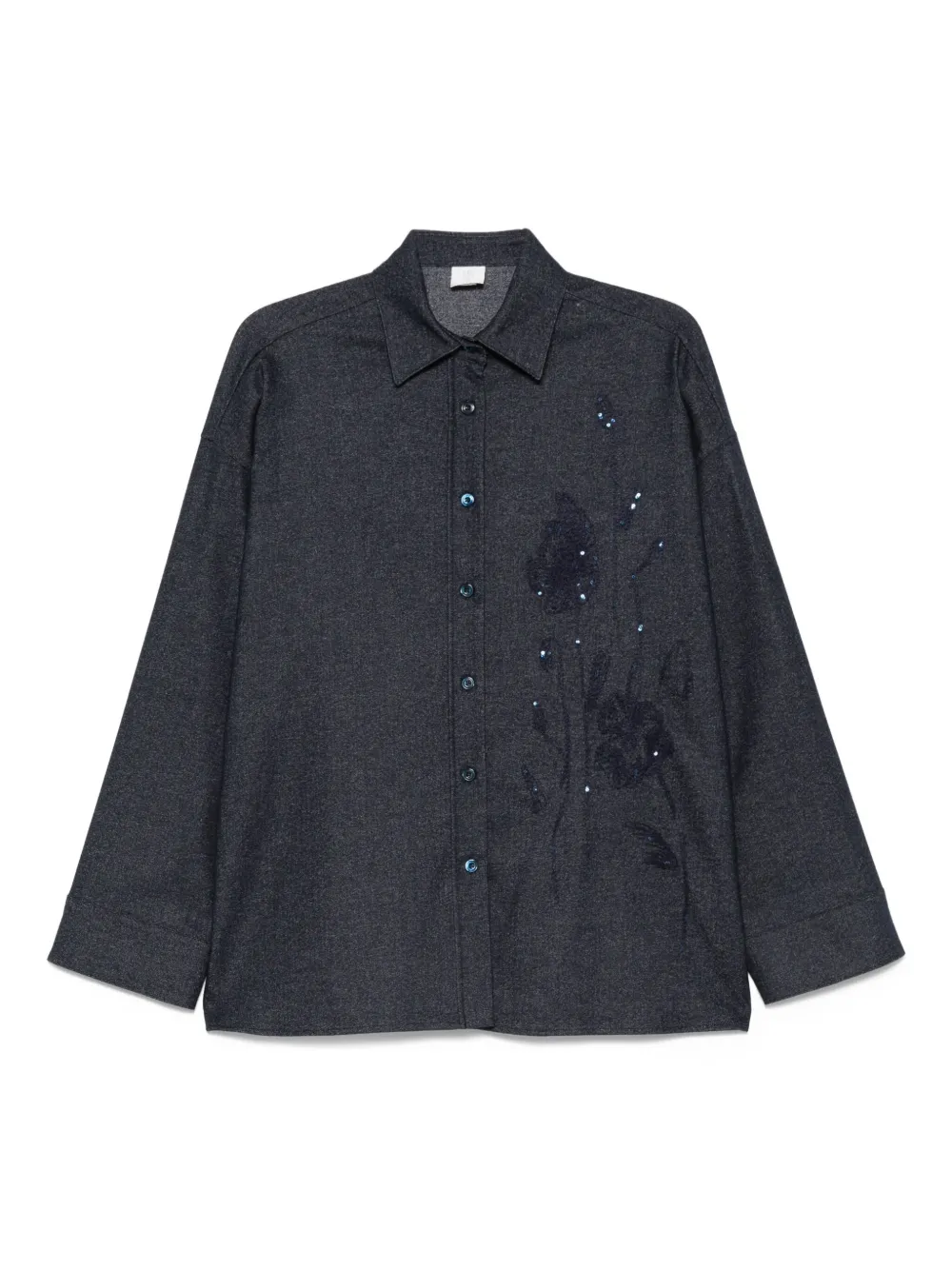 Eleventy sequin-embellished wool-blend shirt | Blue | Image 1