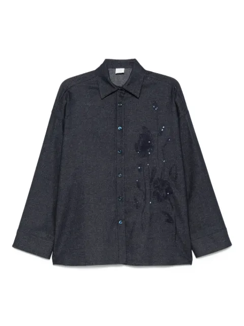 Eleventy sequin-embellished wool-blend shirt