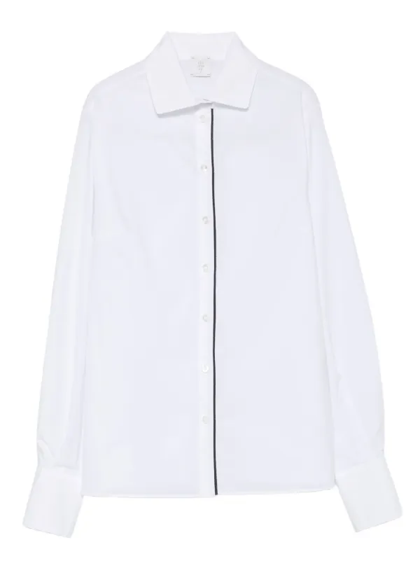 Eleventy Central-seam Cotton-blend Shirt in White