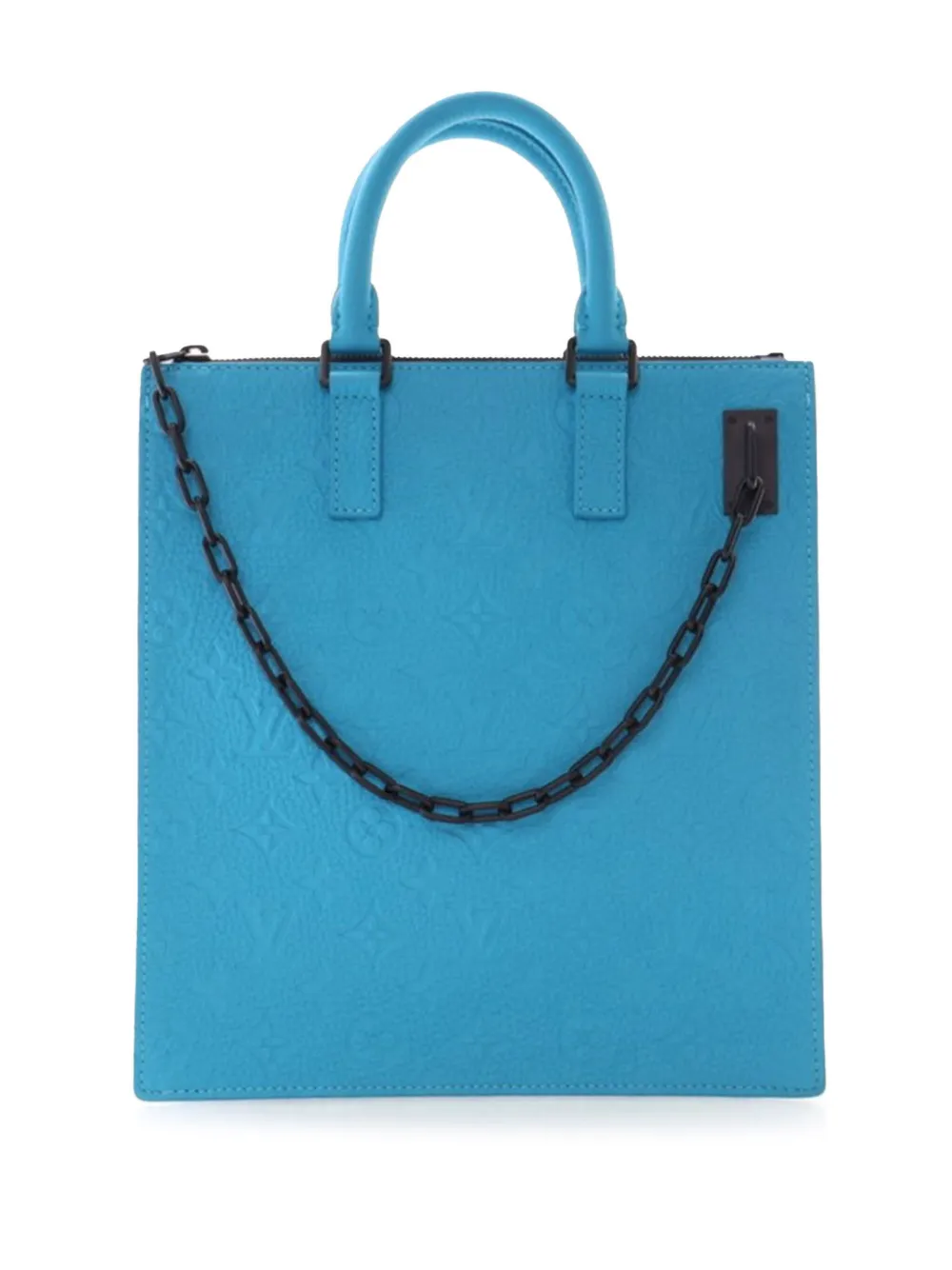 Pre-owned Louis Vuitton 2020 Monogram Taurillon Sac Plat Satchel In Blue