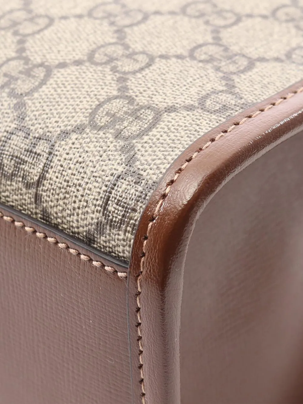 Pre-owned Gucci 2016-2025 Medium Gg Supreme Interlocking G Tote Satchel In Brown