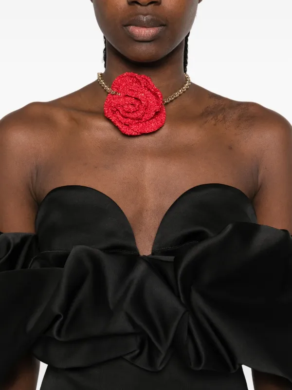 Elisabetta Franchi off-shoulder Ruffled Midi Dress | Black | FARFETCH ID