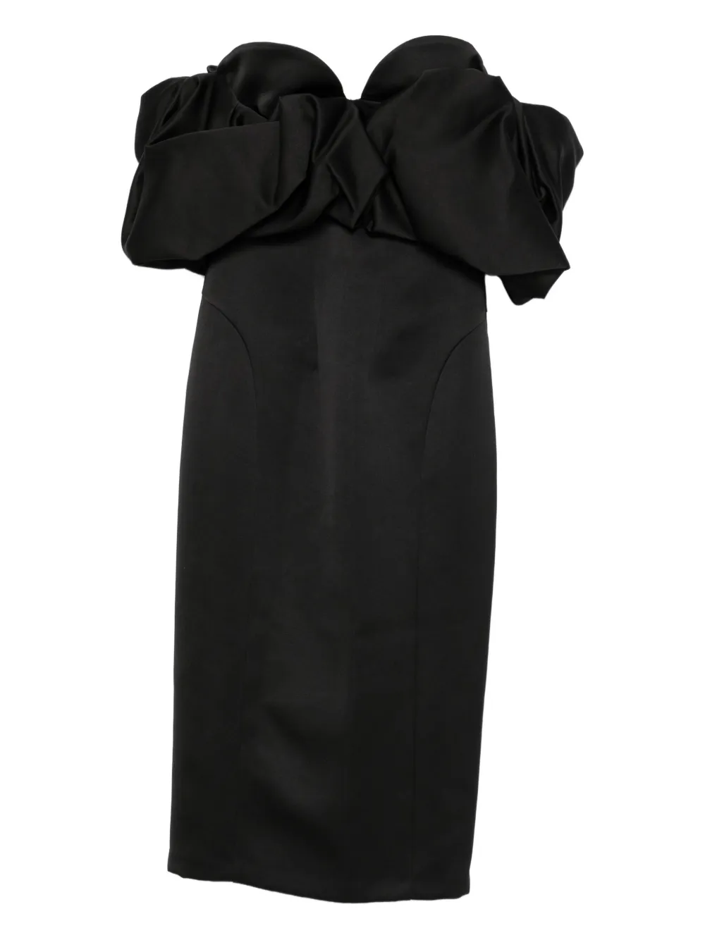 Elisabetta Franchi off-shoulder ruffled midi dress Zwart