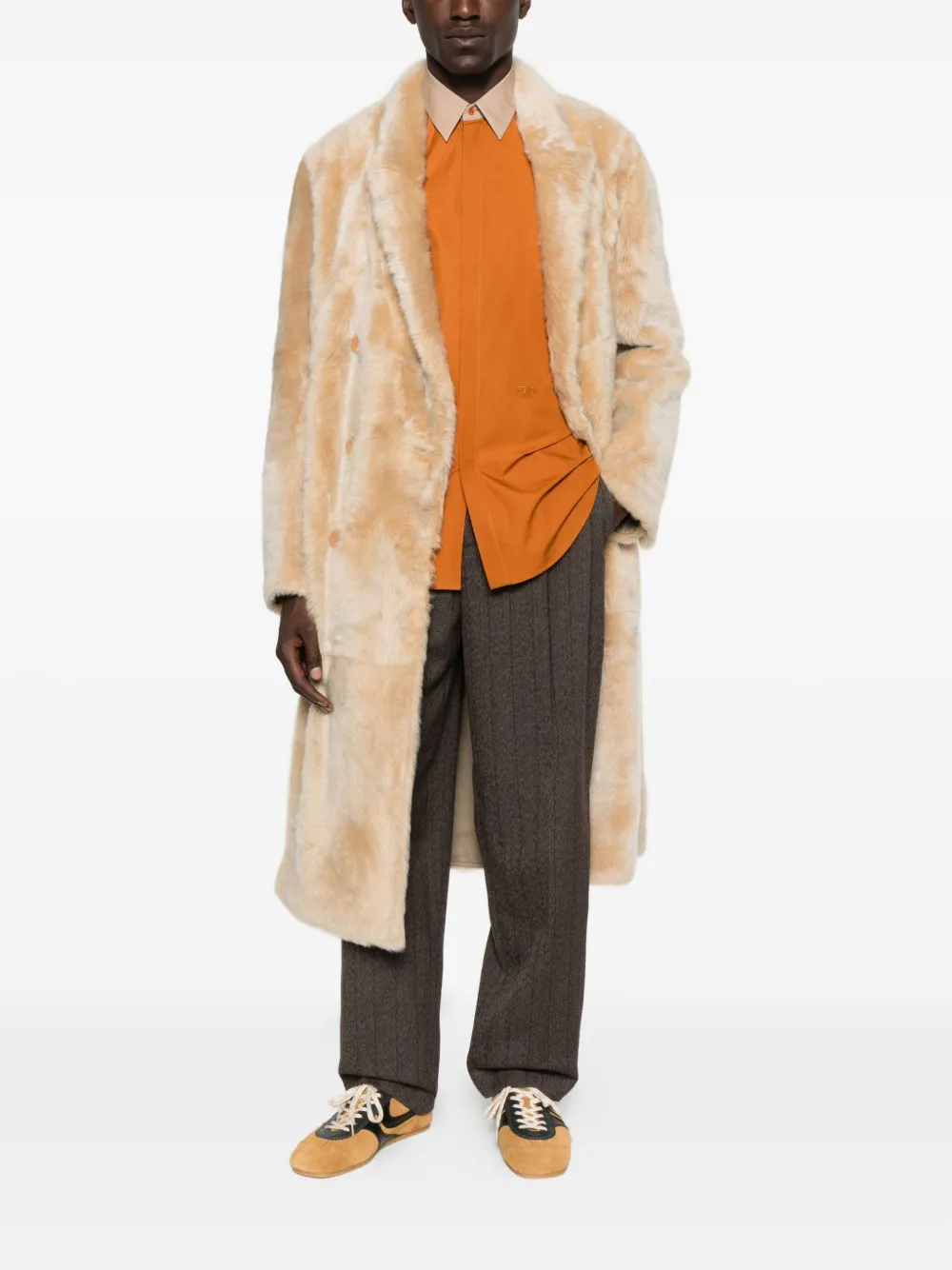 FENDI Overhemd met contrasterende kraag - Bruin