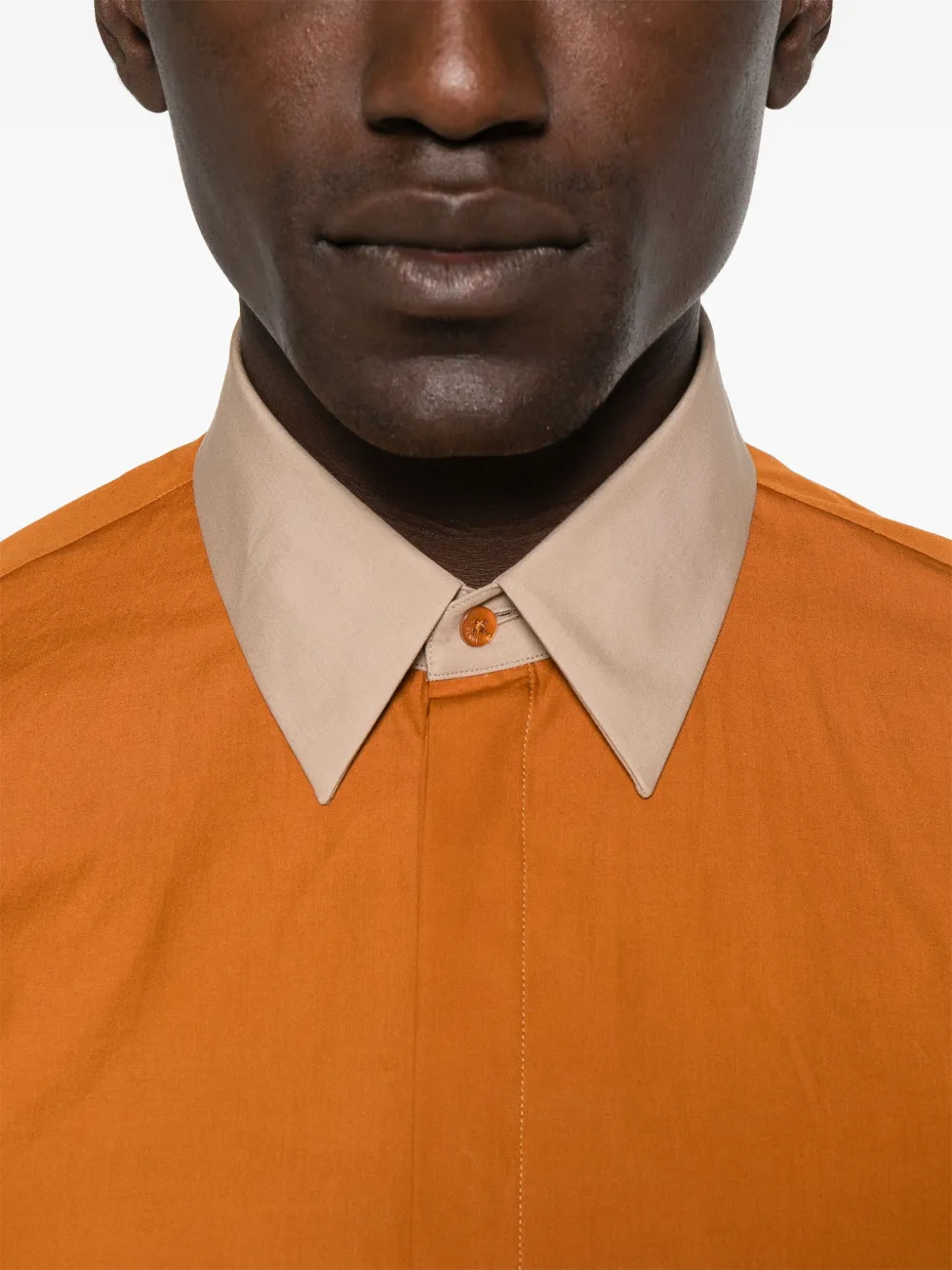 Fendi Contrasting-collar Shirt In Orange