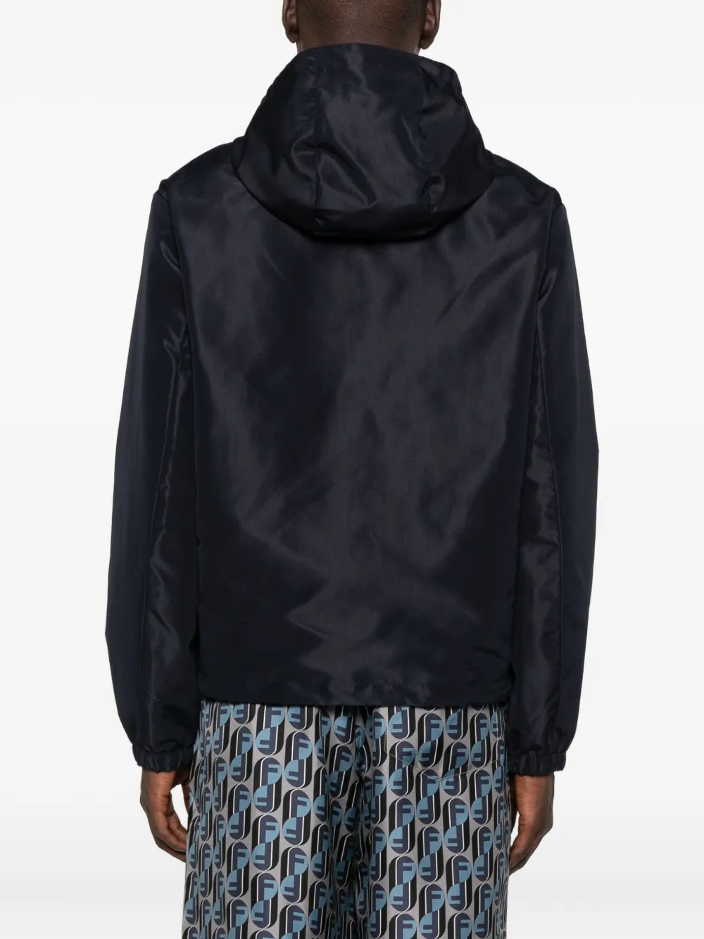 FENDI logo-plaque hooded jacket Blauw